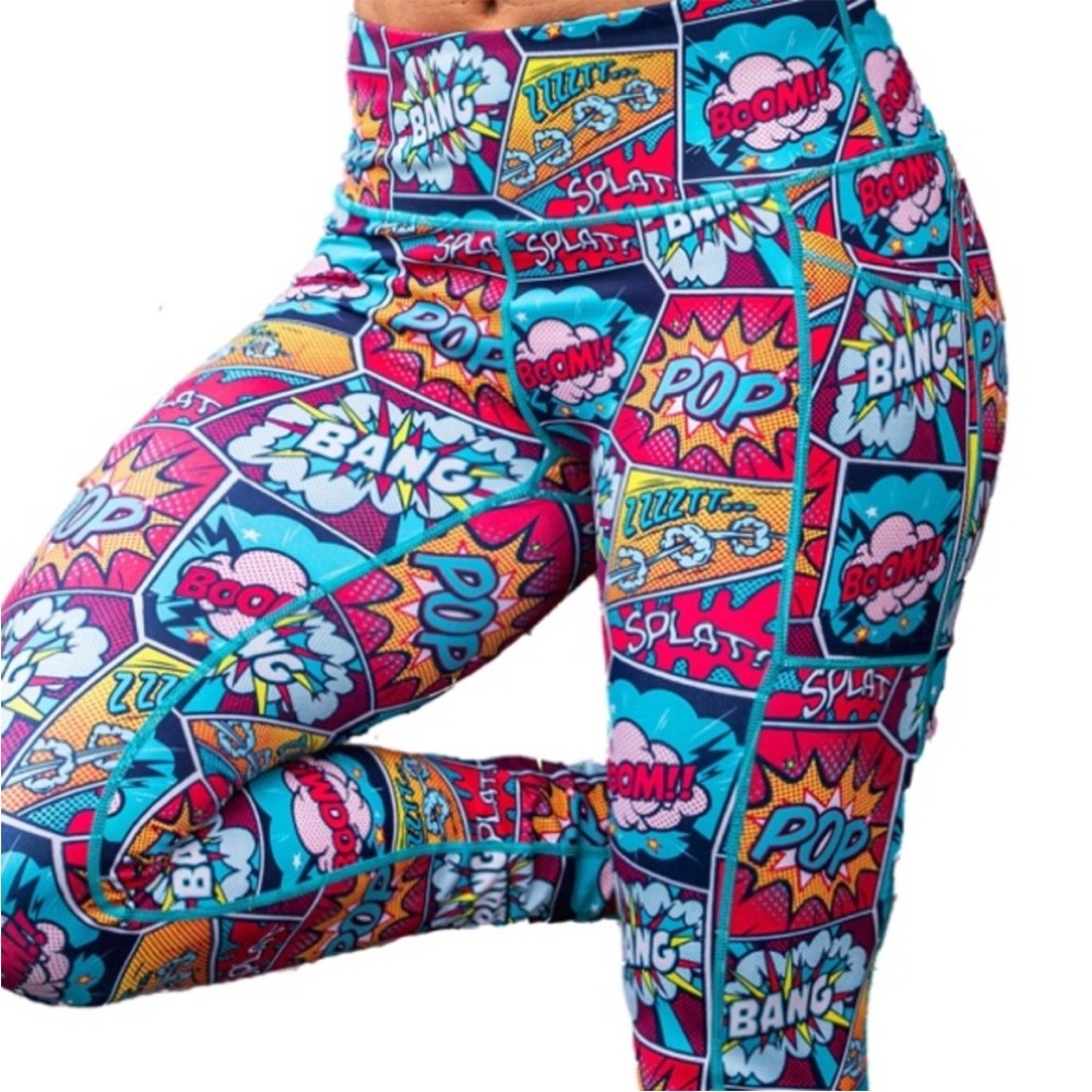 CONSTANTLY Varied Gear Woman's Knockout Bang Pop Bam Comics Leggings XXL